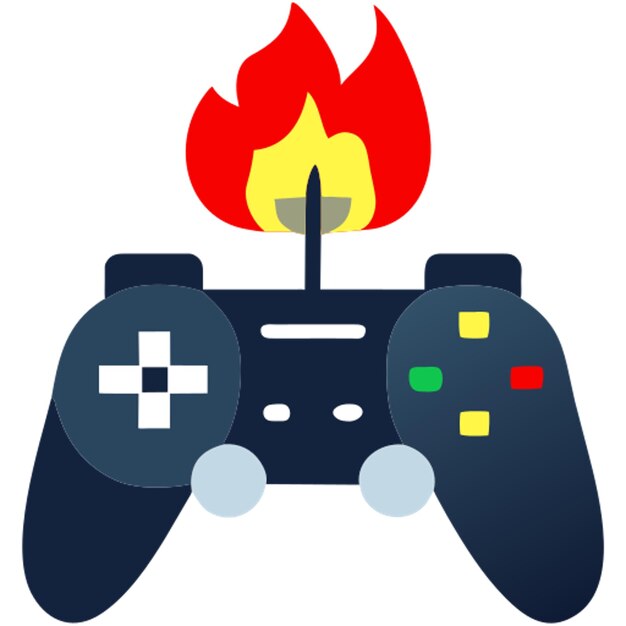 un joystick con el icono de las llamas