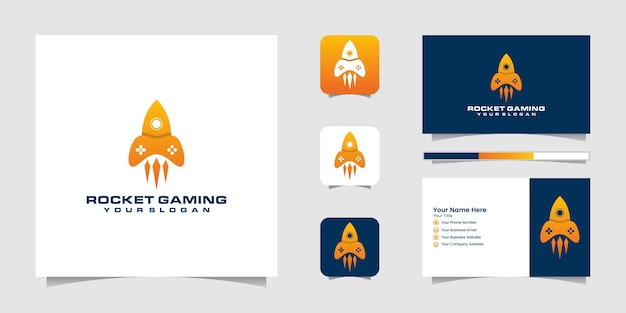 Joystick Rocket Logo Combinación Gamepad y tarjeta de visita