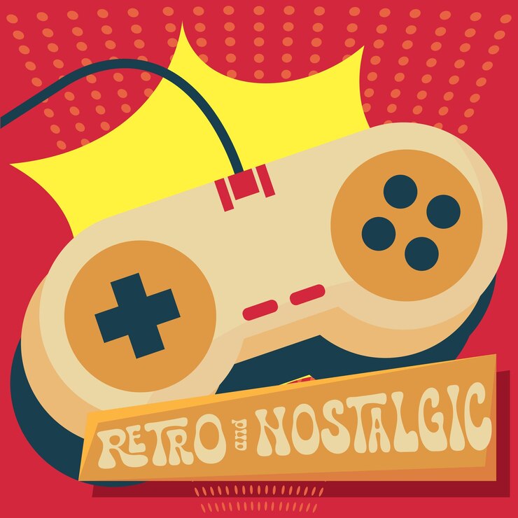 Vector joystick de videojuego retro de colores aislados fondo retro nostálgico ilustración vectorial