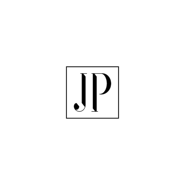 JP monograma logo diseño carta texto nombre símbolo monocromo logotipo alfabeto carácter simple logo