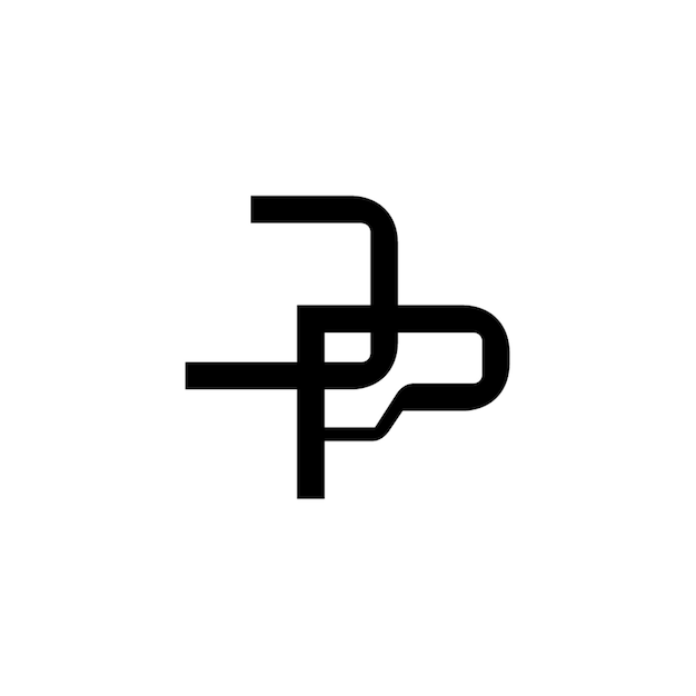 JP monograma logo diseño carta texto nombre símbolo monocromo logotipo alfabeto carácter simple logo