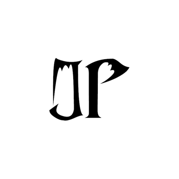 JP monograma logo diseño carta texto nombre símbolo monocromo logotipo alfabeto carácter simple logo
