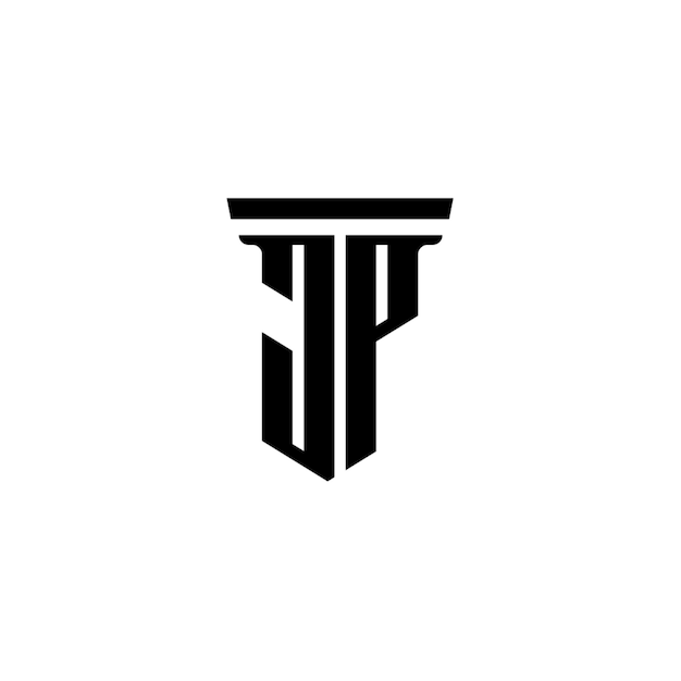 JP monograma logo diseño carta texto nombre símbolo monocromo logotipo alfabeto carácter simple logo