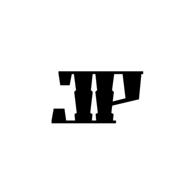 JP monograma logo diseño carta texto nombre símbolo monocromo logotipo alfabeto carácter simple logo