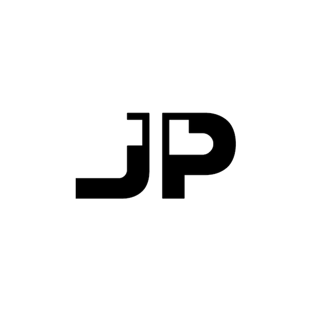 JP monograma logo diseño carta texto nombre símbolo monocromo logotipo alfabeto carácter simple logo