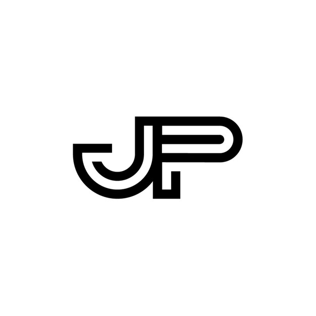 JP monograma logo diseño carta texto nombre símbolo monocromo logotipo alfabeto carácter simple logo