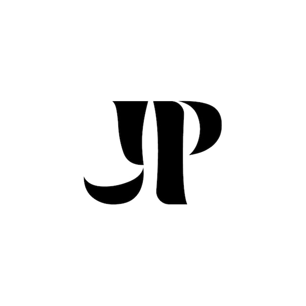 JP monograma logo diseño carta texto nombre símbolo monocromo logotipo alfabeto carácter simple logo