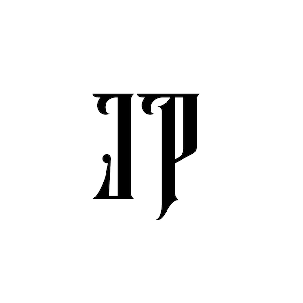 JP monograma logo diseño carta texto nombre símbolo monocromo logotipo alfabeto carácter simple logo