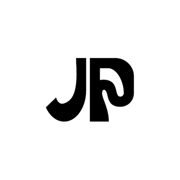 JP monograma logo diseño carta texto nombre símbolo monocromo logotipo alfabeto carácter simple logo