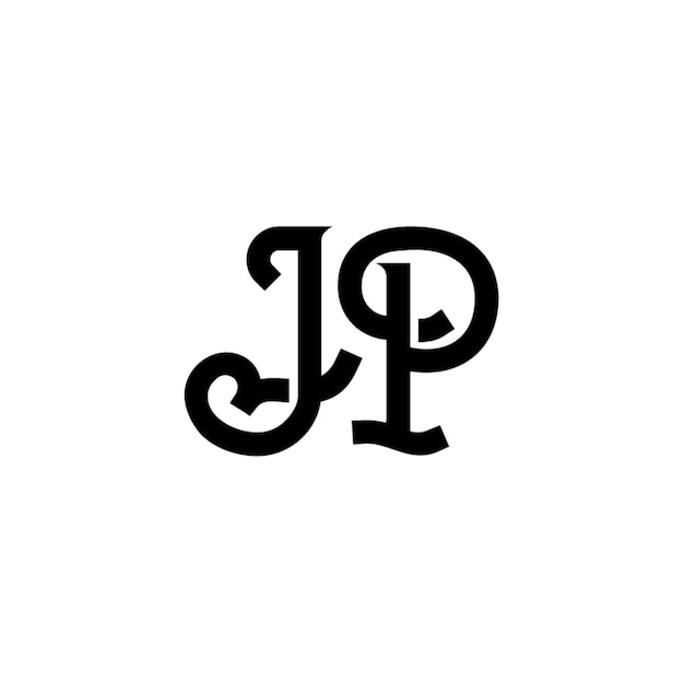JP monograma logo diseño carta texto nombre símbolo monocromo logotipo alfabeto carácter simple logo