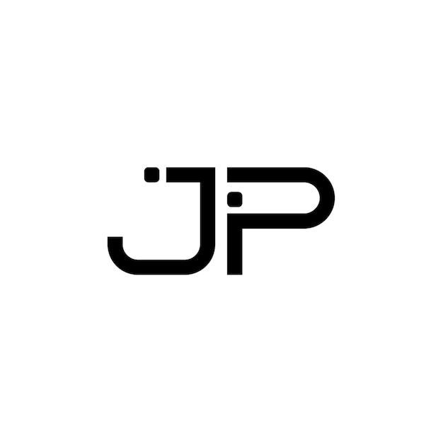 JP monograma logo diseño carta texto nombre símbolo monocromo logotipo alfabeto carácter simple logo