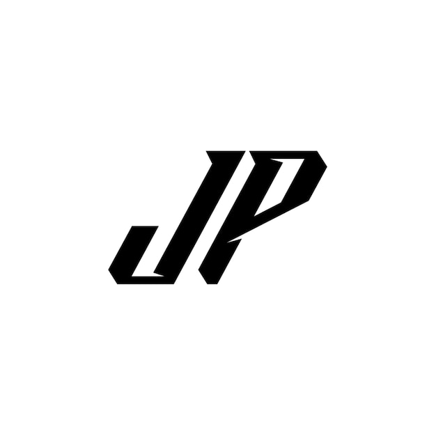 JP monograma logo diseño carta texto nombre símbolo monocromo logotipo alfabeto carácter simple logo