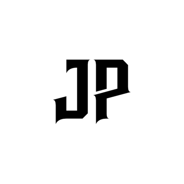 JP monograma logo diseño carta texto nombre símbolo monocromo logotipo alfabeto carácter simple logo