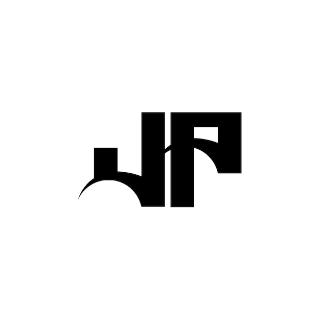 JP monograma logo diseño carta texto nombre símbolo monocromo logotipo alfabeto carácter simple logo