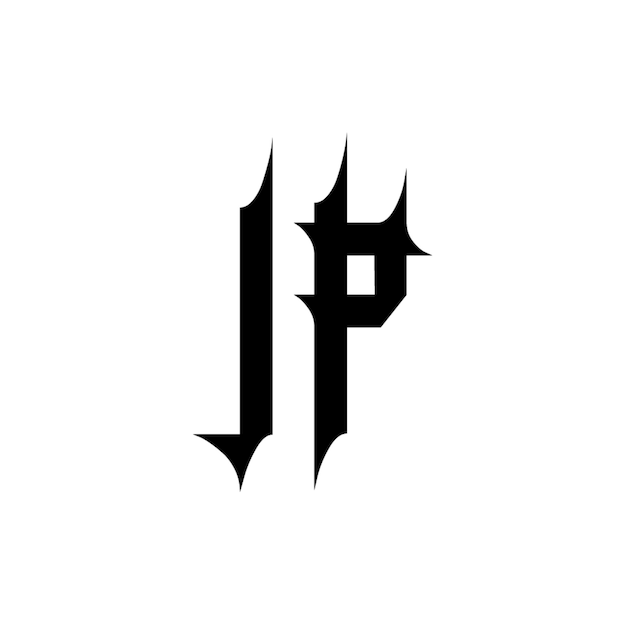 JP monograma logo diseño carta texto nombre símbolo monocromo logotipo alfabeto carácter simple logo