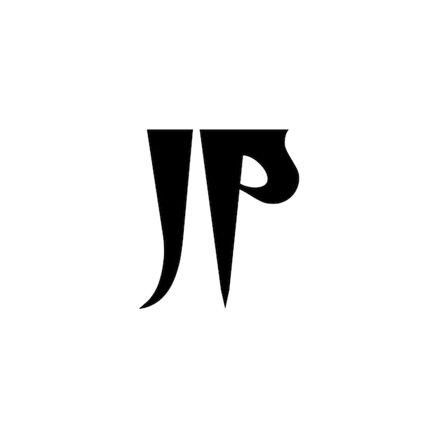 JP monograma logo diseño carta texto nombre símbolo monocromo logotipo alfabeto carácter simple logo