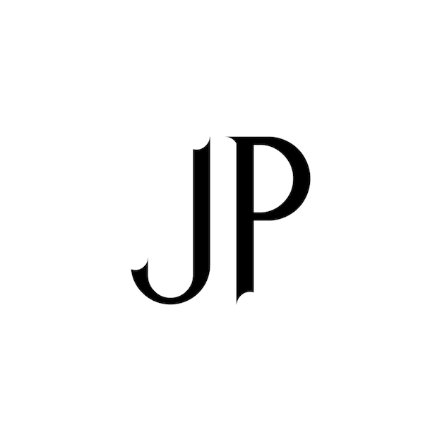 JP monograma logo diseño carta texto nombre símbolo monocromo logotipo alfabeto carácter simple logo
