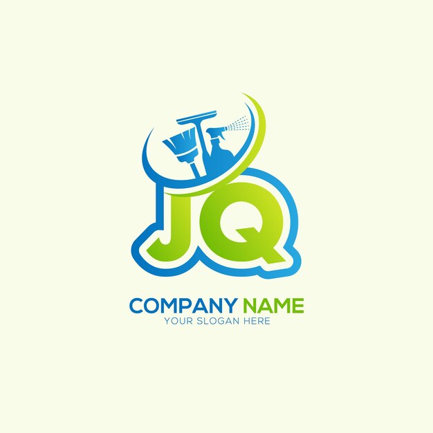 JQ o QJ Letra local Vector de limpieza Vector del logotipo del servicio de limpia
