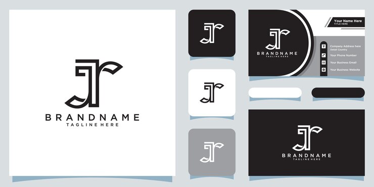 Vector jr letter logo design template vector con diseño de tarjeta de visita vector premium