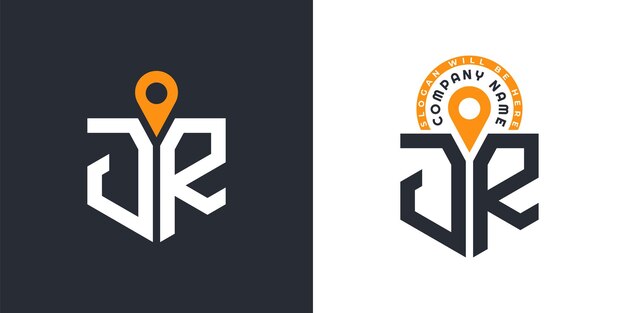 JR Location Logo Bundle Letter JR Logo Dual Vector Icons para el reclutamiento y la navegación