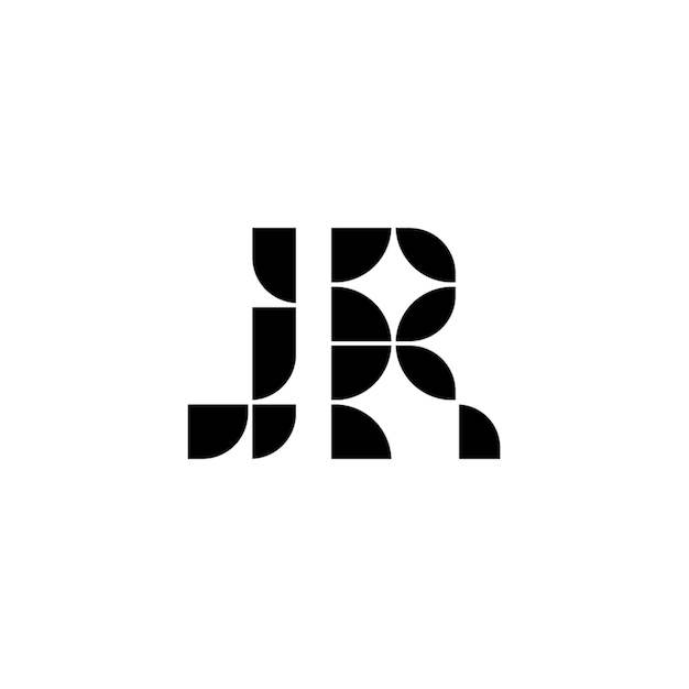 JR monograma logotipo diseño carta texto nombre símbolo monocromo logotipo alfabeto carácter simple logotipo
