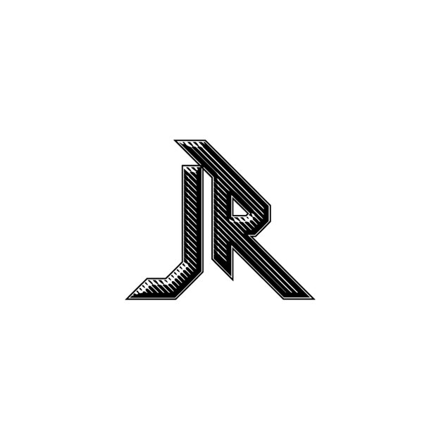 JR monograma logotipo diseño carta texto nombre símbolo monocromo logotipo alfabeto carácter simple logotipo