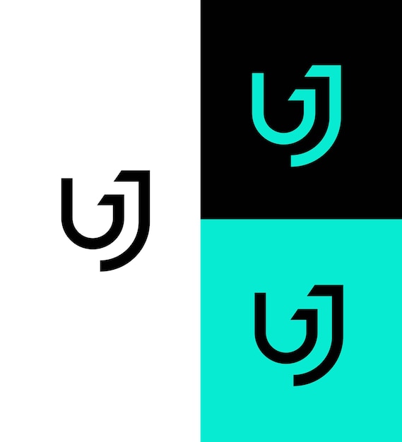 JU Carta Logotipo de identidad Signo Símbolo plantilla UJ