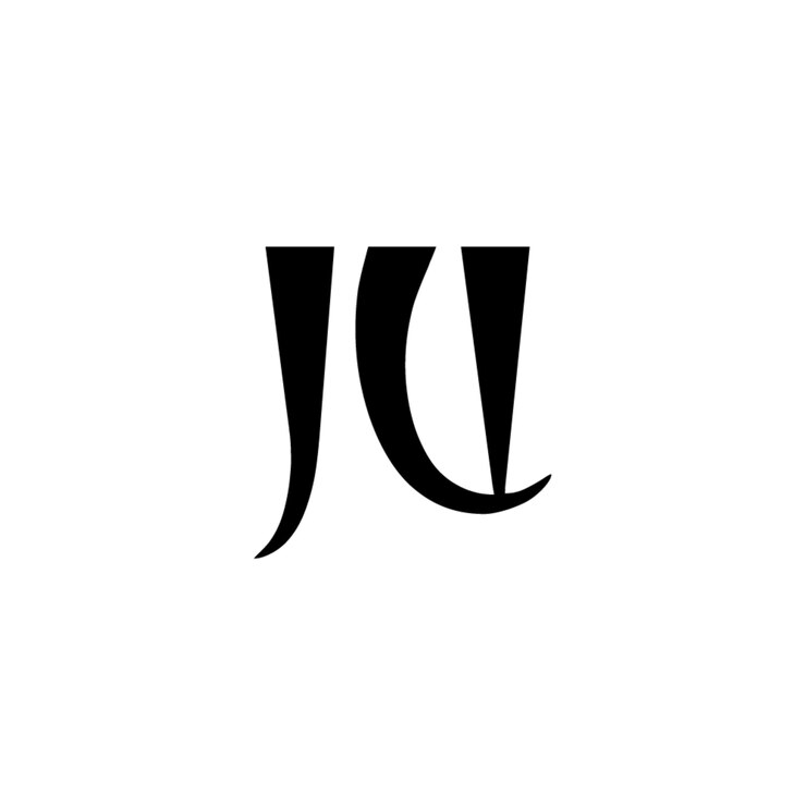 Vector ju monograma logotipo diseño carta texto nombre símbolo monocromo logotipo alfabeto carácter simple logotipo