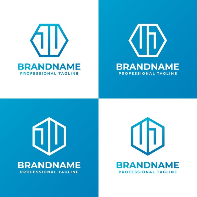 JU o JV y las letras UJ o VJ Hexagon Set de logotipo adecuado para negocios con las iniciales JU JV UJ o V J