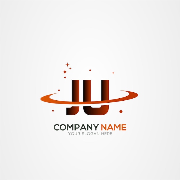 JU UJ Diseño del logotipo espacial del planeta moderno con elementos vectoriales creativos