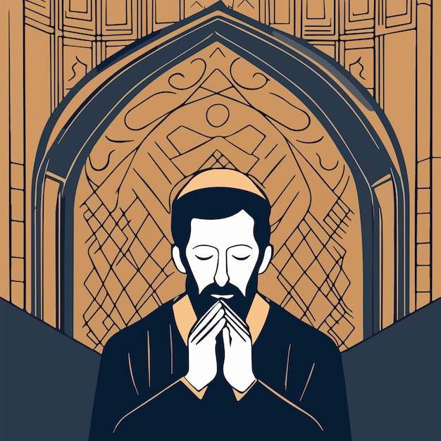 Vector judío religioso lee la torá en la sinagoga ilustración vectorial fiestas judías