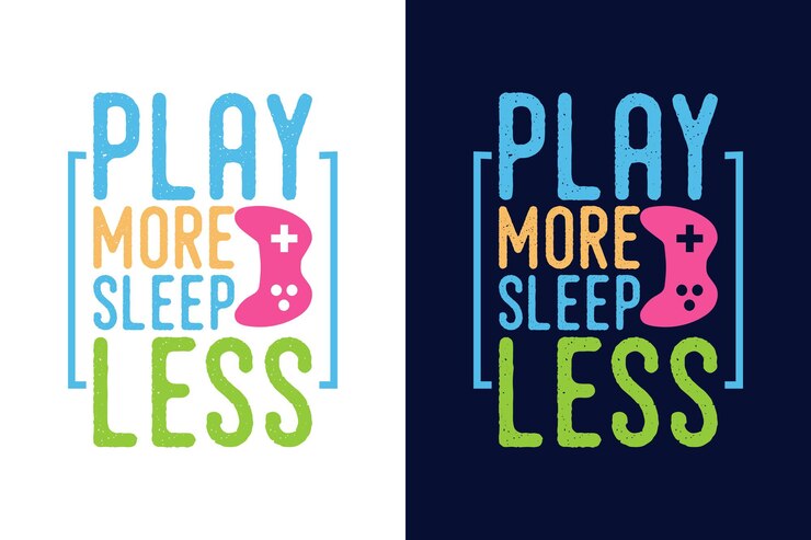 Vector juega más tipografía de dormir menos con la camiseta del controlador del juego