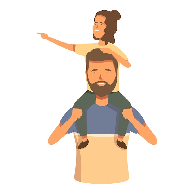 Juega padre con niño icono vector de dibujos animados chica sonrisa