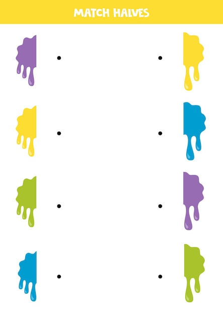 Juega con partes de dibujos animados con manchas de pintura Juego lógico para niños