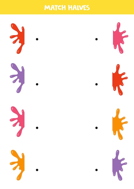 Juega con partes de dibujos animados con manchas de pintura Juego lógico para niños