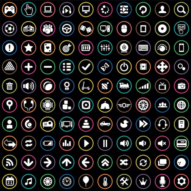 El juego 100 iconos conjunto universal