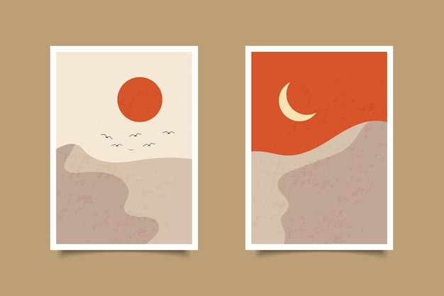 juego de 2 estampados de sol y luna para decoración de paredes