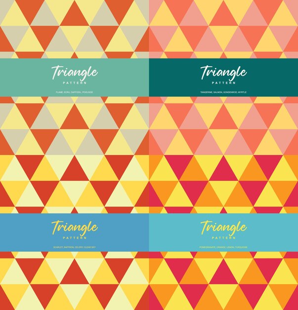 Juego de 4 patrones sin fisuras con tema de color de triángulo de arena de playa