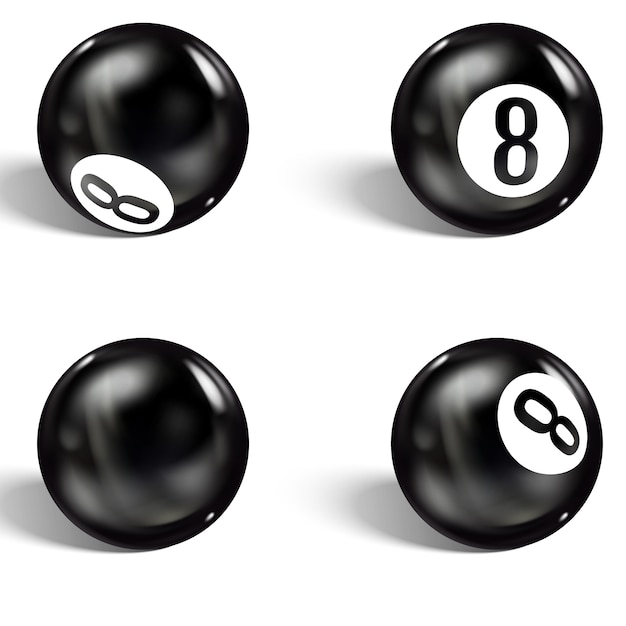 Vector juego de 8 bolas realistas. aislado en blanco