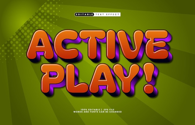 juego activo efecto de texto editable con un juego y niños efecto de texto