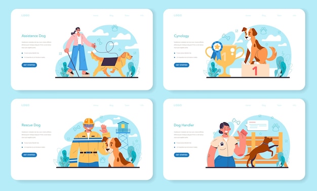 Juego de adiestrador de perros. Ejercicio de adiestramiento para perros de servicios sociales. Formación especializada