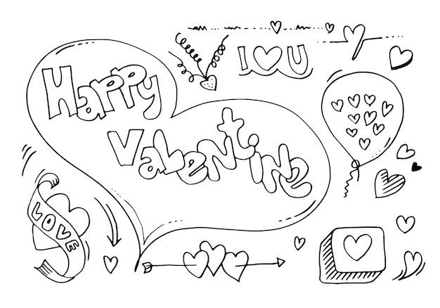 Juego de amor dibujo a mano estilo doodle para tu diseño