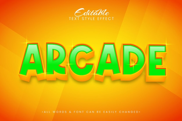 Juego de arcade Efecto de estilo de texto editable Efecto de texto de Illustrator