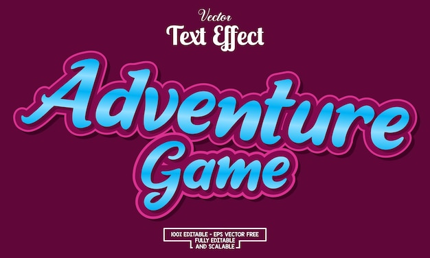 juego de aventuras moderno diseño de efectos de texto editable