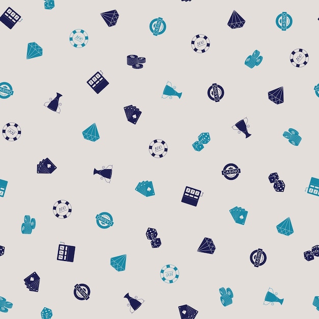 Juego de azar dibujado a mano de patrones sin fisuras Fondo de vector de Casino