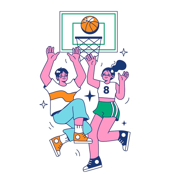 Juego de baloncesto callejero Jugadores de equipo juegan baloncesto afuera Adolescentes o jóvenes