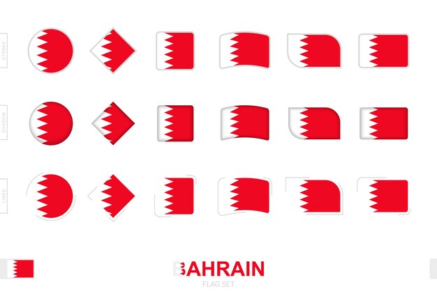 Juego de banderas de Bahrein, banderas simples de Bahrein con tres efectos diferentes.