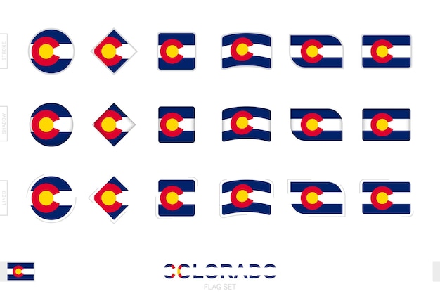 Juego de banderas de Colorado, banderas simples de Colorado con tres efectos diferentes.