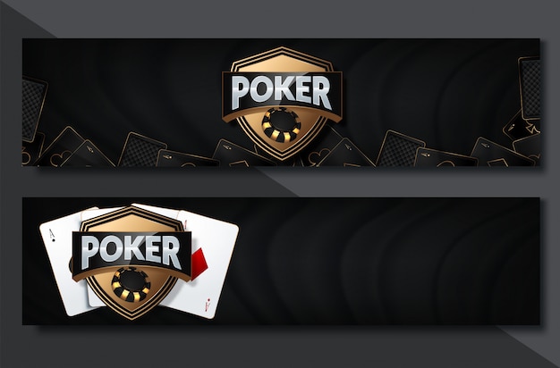 Vector juego de banner horizontal de poker casino