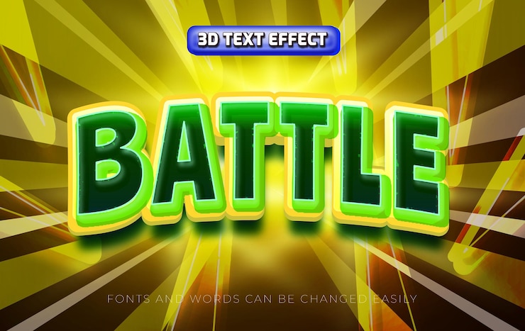 Vector juego de batalla estilo de efecto de texto editable en 3d